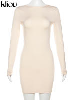 Vestido Mini De Seda Leche Para Mujer Kliou Verano Casual Sin Mangas Cuello Redondo Ajustado Bodycon Estilo Clásico De Calle - details 1