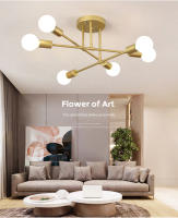 Lámpara De Techo LED Retro Industrial Con 6 Cabezas Material Hierro Trabado Luz Moderna Para Sala De Estar Decoración E27 - details 0