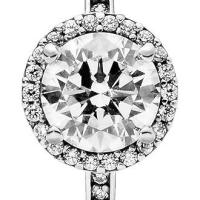 PANDORA Anillo Timeless Silver Round Sparkle con circonita cúbica transparente - details 0
