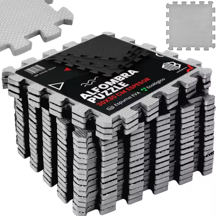 ManiBoom Suelo Gimnasio Acolchado Grueso de Caucho Fácil de Limpiar【30x30x1 cm】- Alfombra Gym Crossfit y Ejercicios en Casa - Esterilla Fitness Puzzle de Goma - Tatami Mat - 1