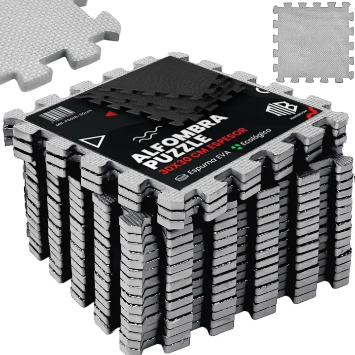 ManiBoom Suelo Gimnasio Acolchado Grueso de Caucho Fácil de Limpiar【30x30x1 cm】- Alfombra Gym Crossfit y Ejercicios en Casa - Esterilla Fitness Puzzle de Goma - Tatami Mat - 1