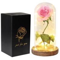 Rosa Eterna De Cristal Con Flores Artificiales Belleza Y El Bestia Regalo Para San Valentín Boda Cumpleaños Decoración - details 5