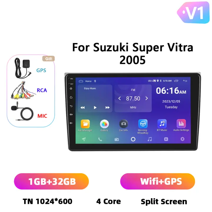 Podofo Radio de coche Android 2 Din para Suzuki 2005 Carplay 8+128GB AI Voice WIFI+4G DSP GPS Navegación Multimedia Reproductor de Video - 1