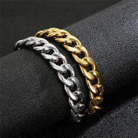 Pulsera De Cadena Cubana Punk Para Hombre 21cm Color Oro Y Plata Acero Inoxidable 12mm Cadena De Mano Joyería De Fiesta Regalo Para Hombres - details 5