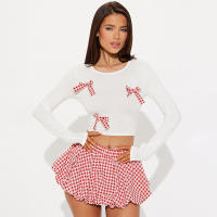Conjunto De Vestido Y Mini Falda Cutenova 2024 Nueva Colección Con Lazo En La Cintura Y Estampado De Cuadros Para Mujer Joven Estilo Dulce Y Sobrio - details 16