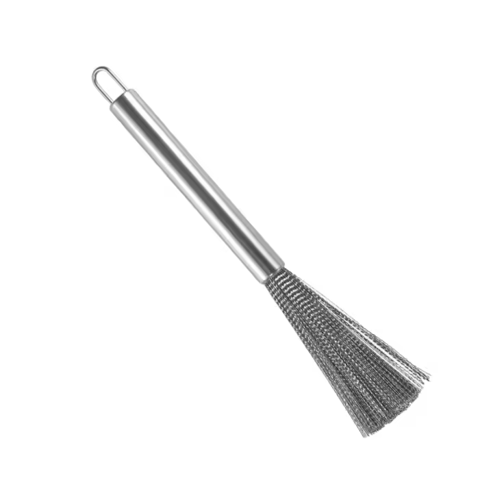 Cepillo de cocina, depurador de sartén, depuradores de acero para limpiar platos, cepillo wok, depurador de lana de acero con asa, cepillo de acero para ollas, sartenes, hornos, parrillas - 1