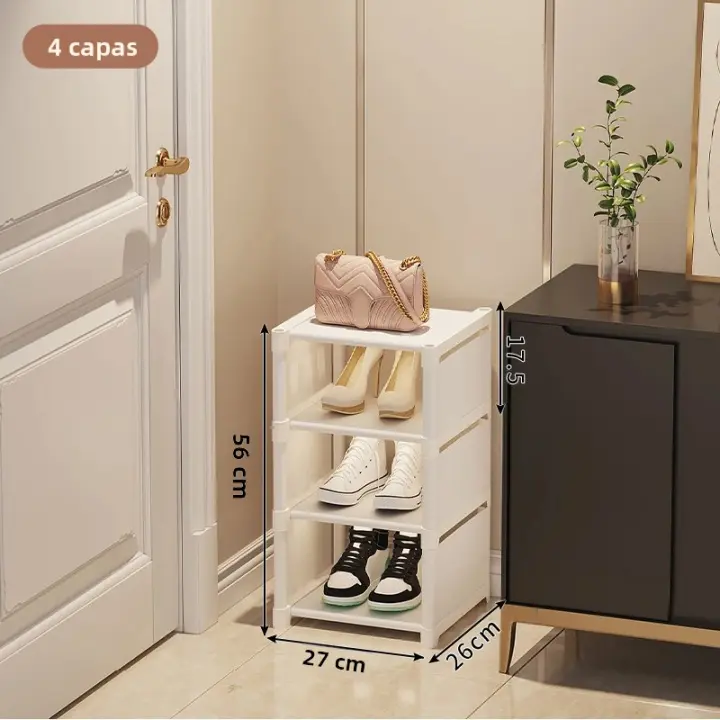 Organizador de zapatos de pared, estante estable que ahorra espacio para zapatillas y zapatos, gabinete de plástico apilable - 1