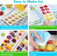 Bandejas para cubitos de hielo, 2 piezas de moldes para cubitos de hielo con tapa extraíble antiderrames, silicona de fácil liberación y bandejas flexibles para 28 cubitos de hielo - details 4