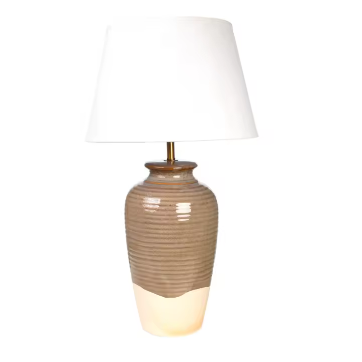 LAMPARA CERAMICA VERDE/BEIGE C/PANTALLA HM1122 FIJALO - 1