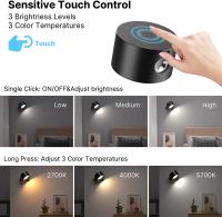 Lámpara De Pared LED Para Interior Pack De 2 Luces De Pared Con Batería De 2000mAh Niveles De Brillo Ajustables Luz De Noche Moderna Para Estudio - details 3
