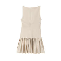 Vestido Mini Con Volantes Y Larguesas TRZA Para Mujer Cuello Redondo Sin Mangas Cierre En La Espalda Estilo Casual Moda Chic - details 7