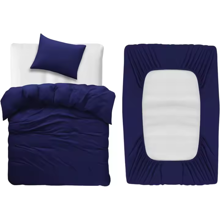 BedLooms 3 Piece Single Bedding Set Navy Duvet Cover Sets Fitted Sheet with Pilow case Single Duvet set Soft and Fade Resistant Brushed Microfiber Bedding Quilt Cover Set - 1