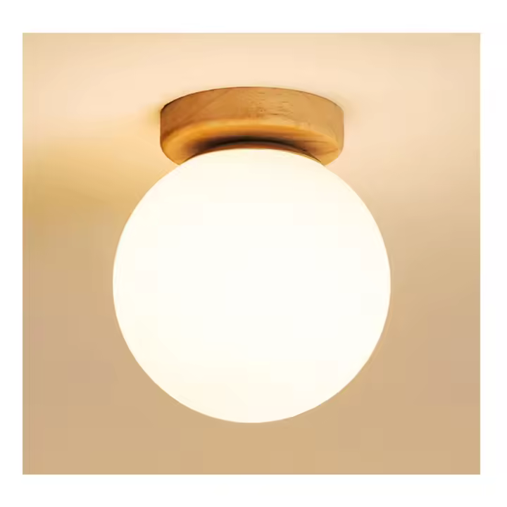 Lámpara De Techo LED IRALAN E27 Sencilla De Vidrio Y Madera Moderna Nórdica Para Decoración De Habitaciones Y Casas Luz De Cristal De Bolita - 1