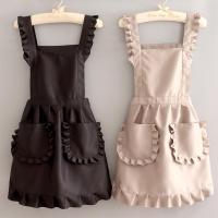 1Pc Delantal Coreano Estilo Cuté Para Mujer Para Tienda De Uñas Cocina Café Sin Mangas Para El Hogar Y Limpieza - details 7