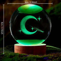 1 PC Bola De Cristal Lunar 3D Láser Grabado Luz Nocturna De Color Regalo Para Familia Colegas Sala De Estar Dormitorio Decoración De Hogar - details 1