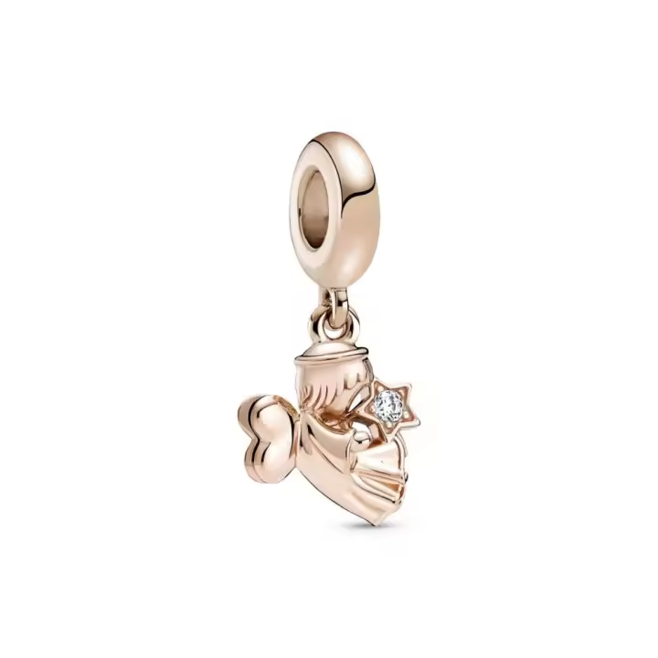 PANDORA Charm Colgante Ángel con Alas de Corazón Oro 14k y Circonitas - 1