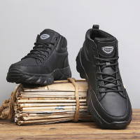 Zapatos De Correr Para Hombre Antideslizantes Hechos a Mano En Cuero Casual Botas De Tobillo Transpirables Zapatillas De Caminar Con Cordones Ligeros - details 3