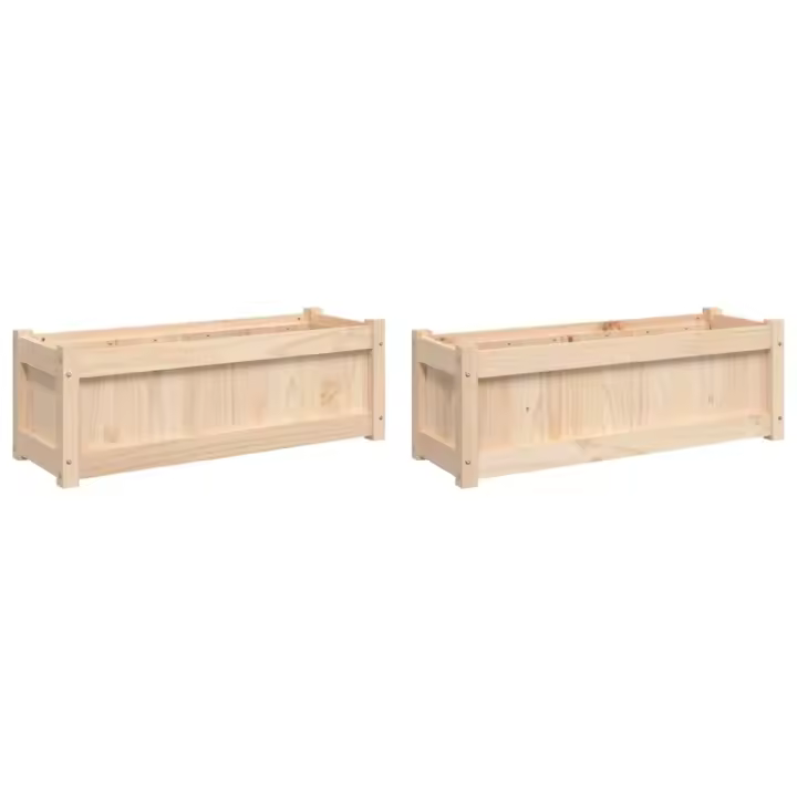vidaXL Jardineras de exterior 2 unidades madera impregnada de pino Color Pino natural,  Blanco,  Marrón y mas - 1