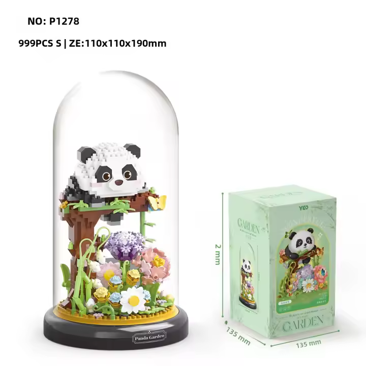 Bloc De Construcción Micro Para Niños Oso Panda Cubierta De Polvo Para Jardín Animal Bird Owl Regalo Educativo De Bloques De Flores - 1
