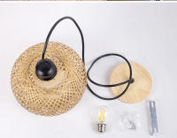 Lámpara Colgante De Bambú Hecha a Mano LED E27 Para Decoración De Sala De Estar Y Dormitorio Fuente De Luz Tradicional Con Telar De Hierro - details 7