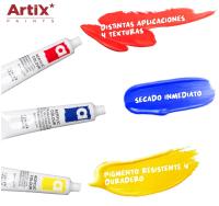 MP-ARTIX PAINTS, Set de Pinturas Acrílicas, 12 tubos de 12 ml, 12 Piezas, No Tóxico, Colores Surtidos, Secado Rápido, Resistencia al Agua, Uso en Varios Materiales, Manualidades, Decoración - details 1