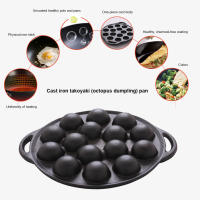 Takoyaki Pan De Hierro Fundido Con 15 Compartimentos No Adhiere Perfecto Para Hacer Bolas De Calamar Y Panqueques Plataforma De Asado Takoyaki - details 8