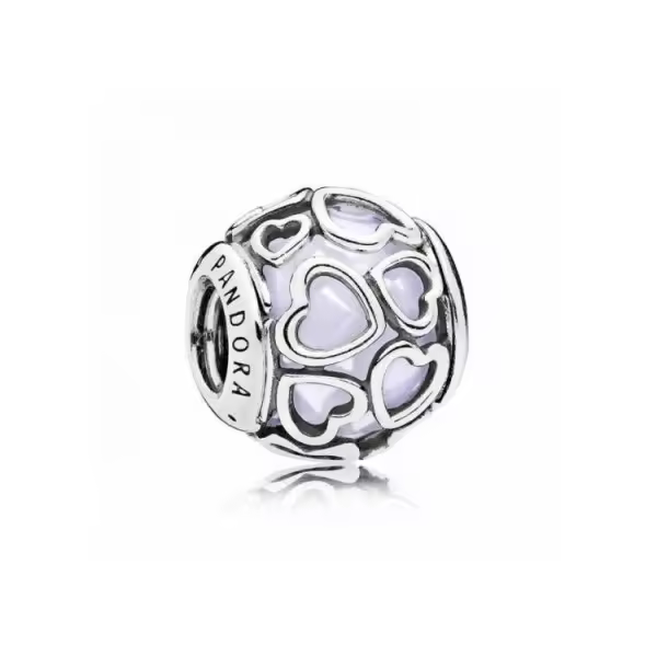PANDORA Charm Plata de Ley Cristal Blanco Facetas Brillantes Corazones - 1