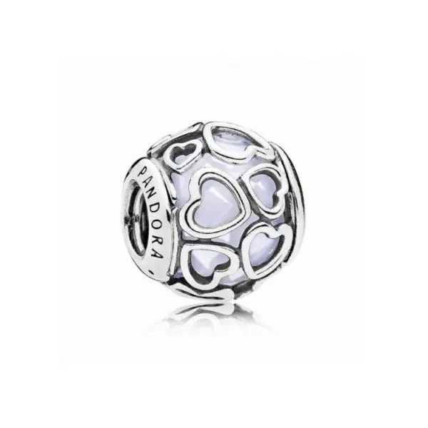 PANDORA Charm Plata de Ley Cristal Blanco Facetas Brillantes Corazones - 1