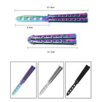 Cuchillo De Práctica Plegable Butterfly Knife Portátil De Acero Inoxidable Herramienta De Entrenamiento Para Juegos Al Aire Libre Sin Hoja - details 1