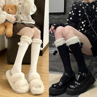Calcetines De Pierna Alta Para Mujer 1Paquete Calcetines Gruesos Y Calientes Para Otoño E Invierno Diseño Lolita Blanco Y Negro - details 2