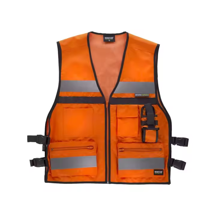 Workteam Chaleco Alta Visibilidad, Cintas Reflectantes, Ajustes Laterales. Categoría I. Unisex - 1