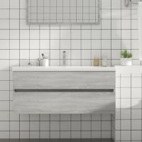 vidaXL Armario para lavabo contrachapada 100x38,5x45 cm en color Gris hormigón/Roble ahumado/Marrón roble y más | almacenamiento funcional diseño moderno para baño dormitorio sala - details 6