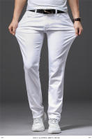 Pantalones De Mezclilla Blancos Para Hombre Estilo Casual Clásico Ajustados Suaves Con Stretch Avanzado Tejanos De Cierre De Cremallera - details 7
