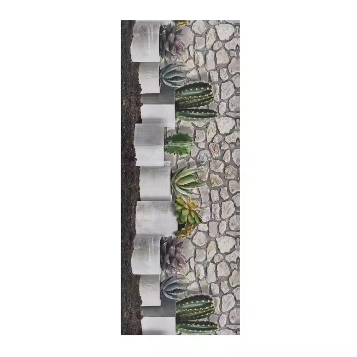 Alfombra vinílica de cocina diseño con flores en gris - RICCI MALAGA | 52x100, 52x200 cm - 1