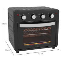 HOMCOM Horno Eléctrico Multifunción de Sobremesa Mini Horno Tostador de 30L 1600W Freidora de Aire con 7 Modos de Calor Temporizador y Temperatura Regulable 43x39x39 cm Negro - details 3