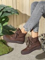 SP Nuevas Botas individuales de otoño Y invierno para Mujer, hecho a mano, estilo retro, casual, de Suela Gruesa, comodas, Con Cordones y Suela suave. - details 9