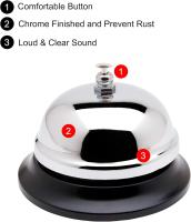 Timbre de Recepción Timbre de Mesa Campana Clasico de Acero para Llamadas Bell para Hotel, Bar, Restaurantes(3Pack) - details 2