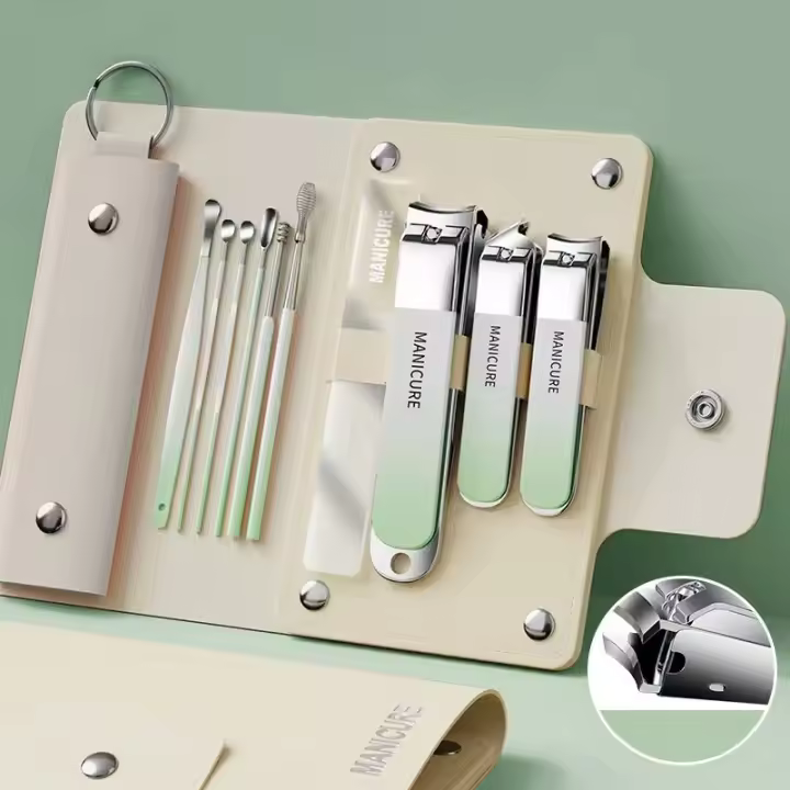 Juego Profesional De 10 Piezas De Tijeras Para Uñas Viajero Adecuado Para Manicura Y Pedicura Incluye Cuchara Para Oídos Kit De Aseo - 1