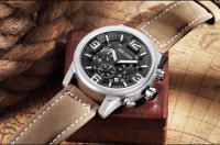 Reloj De Pulsera Deportivo De Lujo Para Hombre MEGIR Con Dial De 48mm Cuarzo Resistente Al Agua De Leather Calendario Cronógrafo Moda Y Casual - details 15