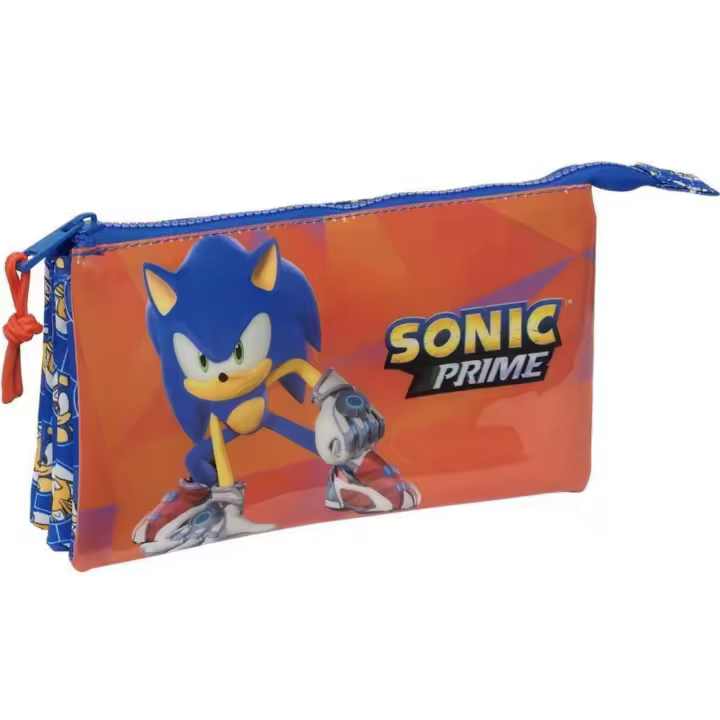 Sonic Portatodo triple infantil niños colegio escolar original Sega Rojo y azul Prime Safta. Película Sonic 3 .Original - 1