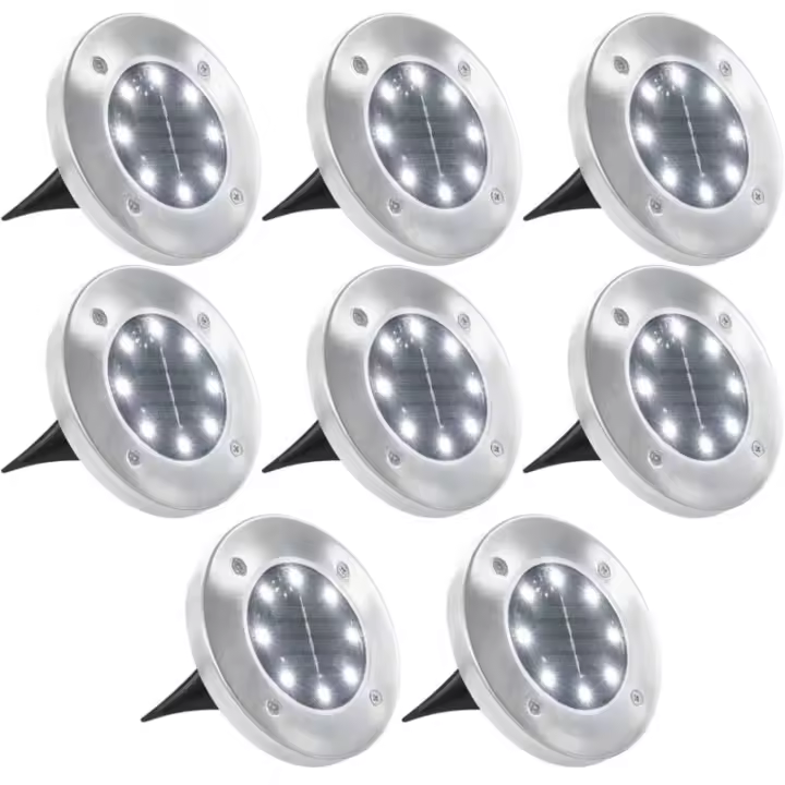 Lámparas solares de suelo 8 unidades luces LED blanco - 1