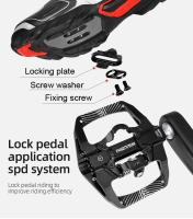 Pedal De Bicicleta 2 En 1 Con Clevatina Gratis Para Sistema SPD MTB Carretera Aluminio Antideslizante Con Rodamiento Sellado Accesorios De Bloqueo - details 2
