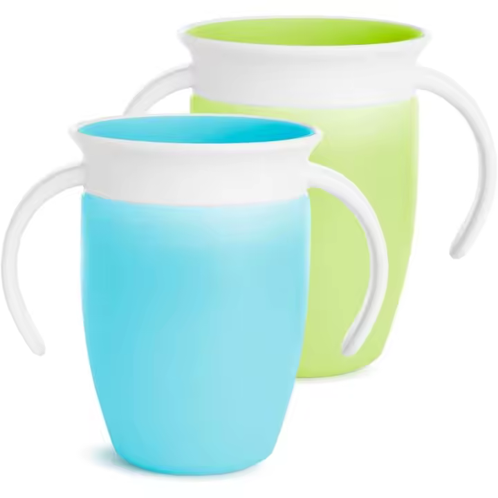 Vagos para bebés Miracle 360 de 6 més en Adelante de 7 oz (paquete de 2). Vaso de flujo libre para niños Pequeños. Vaso de entrenamiento, sin BPA, a prueba de desamores, apropiado para lavavajas. Jarrón de Agua para niños - 1