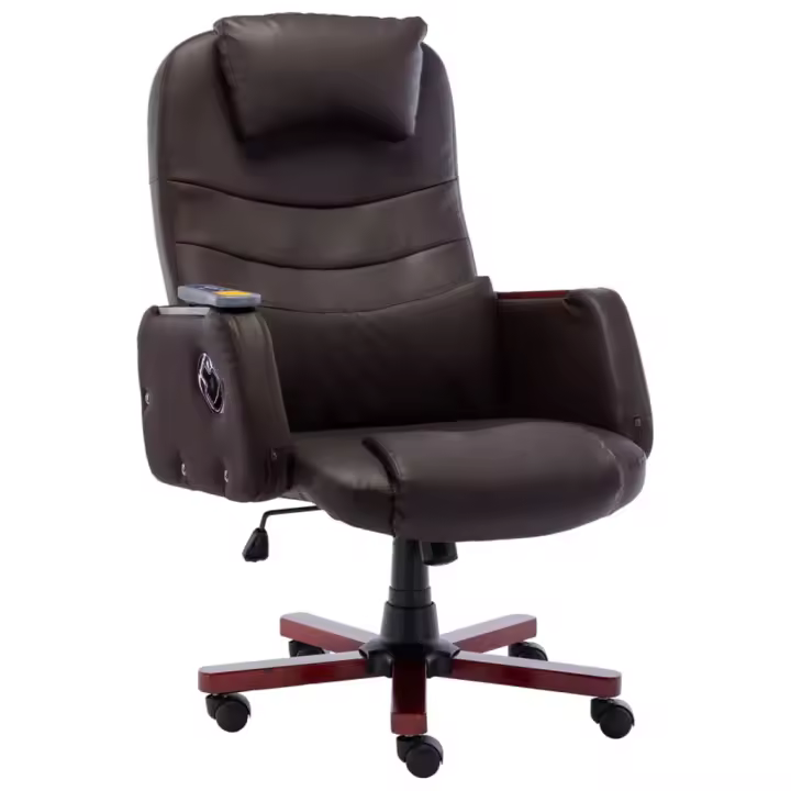 Silla de Masaje de Cuero Sintético con Función de Masaje y Reclinable - 1