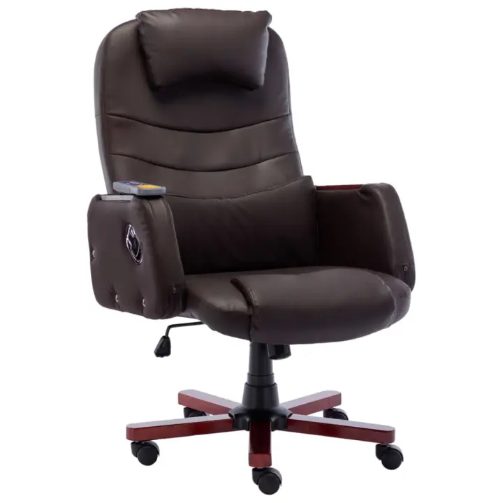Silla de Masaje de Cuero Sintético con Función de Masaje y Reclinable - 1
