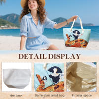 Bolso de playa plegable grande con cremallera con diseño de La Menina Bolso de hombro ligero y duradero con monedero incluido, ideal para compras, camping y viajes, diseño de hojas tropicales impreso, múltiples colores disponibles - details 2