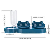 Tazas Para Gatos Triple Con Bebedero Automático 2 En 1 Diseño Inclinado Y Giratorio Para Perros Y Gatos Plástico Resistente - details 2