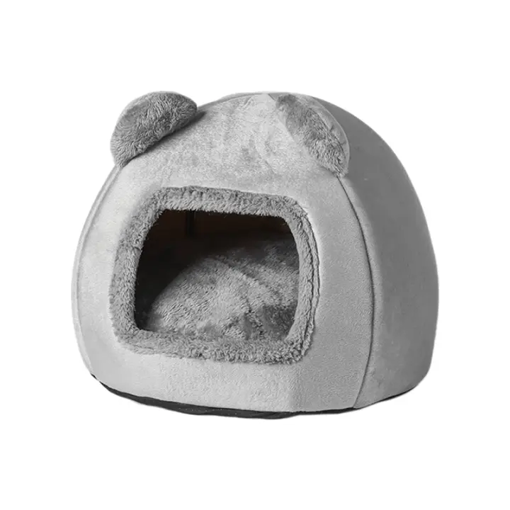 Perrera cálida extraíble y lavable para mascotas, cama para dormir de invierno, Linda Perrera de dibujos animados, gris - 1