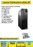 Ordenador Sobremesa Lenovo Thinkcentre M93P SFF Core I5 16gb Memoria Ram 240gb ssd 500gb hdd Windows 11 - details 0