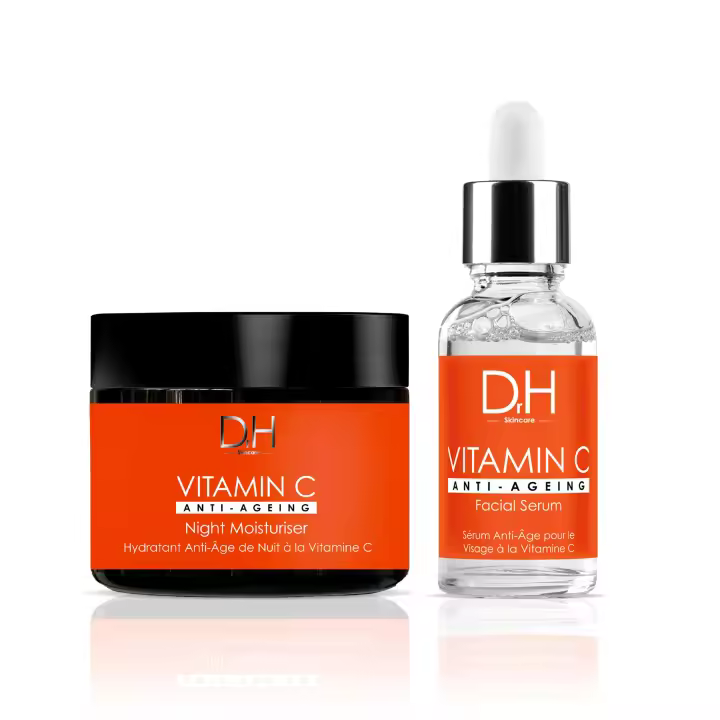skinChemists Pack Antiedad Vitamina C: Sérum 30ml y Crema de Noche 60ml para Brillo e Hidratación - 1